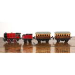 Boxed vintage Hornby train set by Meccano containing 'O' gauge clockwork 3435 locomotive and