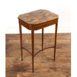 Mahogany and rosewood work table 19th Century, with octagonal marquetry top, 50cm wide x 39.5cm deep