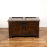 Oak coffer 18th Century, with panelled top and sides, on stile feet, 94cm wide x 51cm high x 52cm