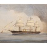 William Davison (1808-1870) 'HMS Black Prince', watercolour, signed and titled lower right, 36.5cm x