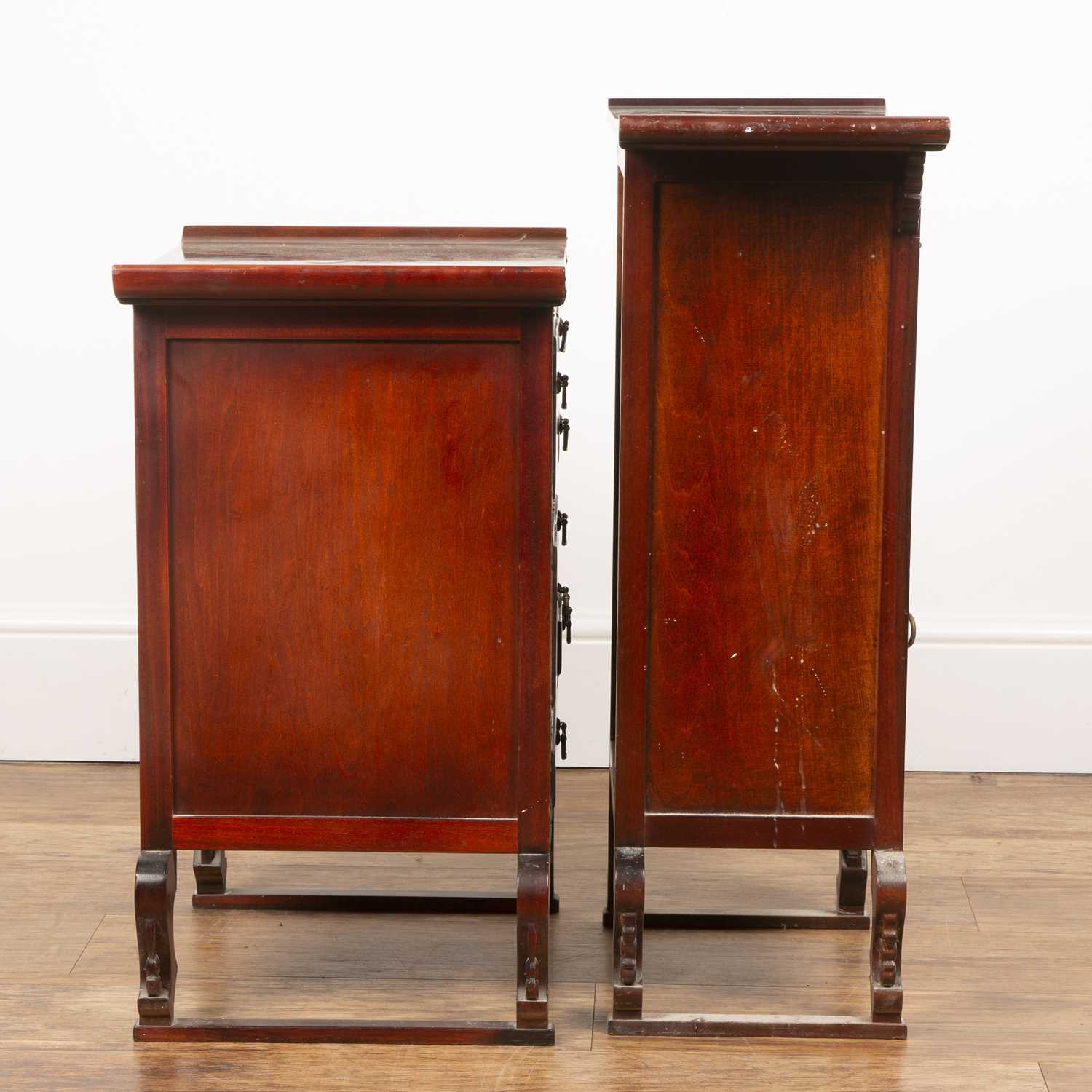 Two small sets of drawers Chinese, one 47cm wide x 75cm high x 25cm deep and the other 44.5cm wide x - Image 6 of 6