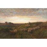 George Shalders (1825-1873) 'Herd of sheep in landscape', watercolour, signed and dated 1866 lower