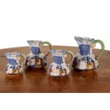 Graduated set of four polychrome jugs Davenport stamp to the base of each, decorated with various