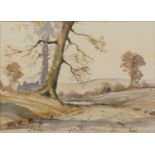 20th Century English School 'Landscape with trees', watercolour, signed indistinctly lower left,