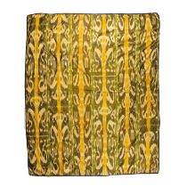 Silk ikat 'adial' or quilt cover Uzbekistan, with yellow and green designs, 190cm x 226cm