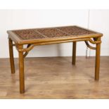 Elm provincial dining table Chinese, with a slatted top in two parts, 93cm wide x 138cm long x
