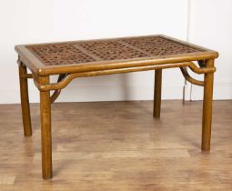 Elm provincial dining table Chinese, with a slatted top in two parts, 93cm wide x 138cm long x