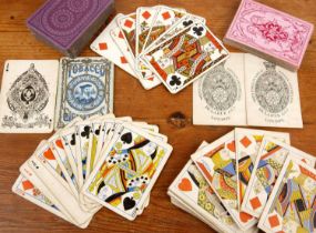 De La Rue and Co playing cards (63) and two other part sets of cards. Some wear and discolouring.