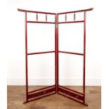 Red lacquer robe/clothes stand Japanese, 20th Century, 144cm wide x 152 cm high Provenance: The