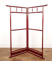 Red lacquer robe/clothes stand Japanese, 20th Century, 144cm wide x 152 cm high Provenance: The