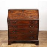 Mahogany bureau George III, with fitted interior, 92cm x 51cm deep x 107cm high Provenance: The