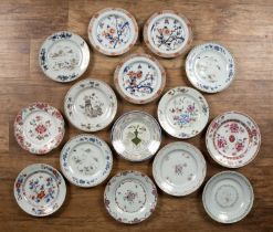 Fifteen various famille rose and other plates Chinese, 18th Century and later, including Export