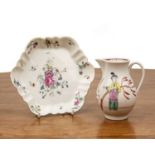 Two pieces of Worcester porcelain comprising a teapot stand, decorated with flowers, unmarked, 14.