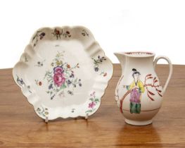 Two pieces of Worcester porcelain comprising a teapot stand, decorated with flowers, unmarked, 14.