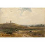 Vivian Rolt (1874-1933) 'Windmill on a hill on the South Downs', watercolour, unsigned, 36cm x