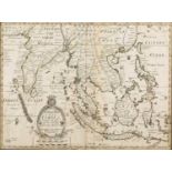 Edward Wells (1667–1727) Antiquarian map, 'A New Map of the East Indies', with hand coloured