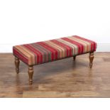 Contemporary footstool with a Kelim type cover, 102cm long x 46cm deep x 38cm high Provenance: The
