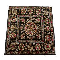 Velvet embroidered bed cover Uzbekistan, 236cm x 250cm Provenance: The Olivia Dell collection.