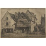 Untitled: Street with Houses etching, stamped Du Louvre Chalcographie Musees Nationaux, in a