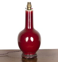 Sang de boeuf bottle vase Chinese, 18th/19th Century converted to a table lamp, and with a