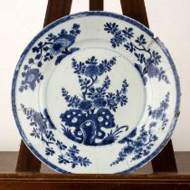 Blue and white porcelain large dish Chinese, Kangxi period (1662-1722) painted with rockwork and