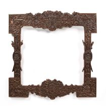 Carved hardwood frame Chinese, late 19th/early 20th Century carved with auspicious symbols,