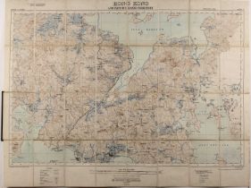 Two sectionalised maps of Hong Kong published by the War Office Aug 1905, 71cm x 93cm and a