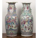 Two similar Canton porcelain vases Chinese, 19th Century each painted in polychrome enamels with