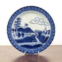 Arita blue and white dish with Dutch decoration Japanese, early 18th Century painted with a view