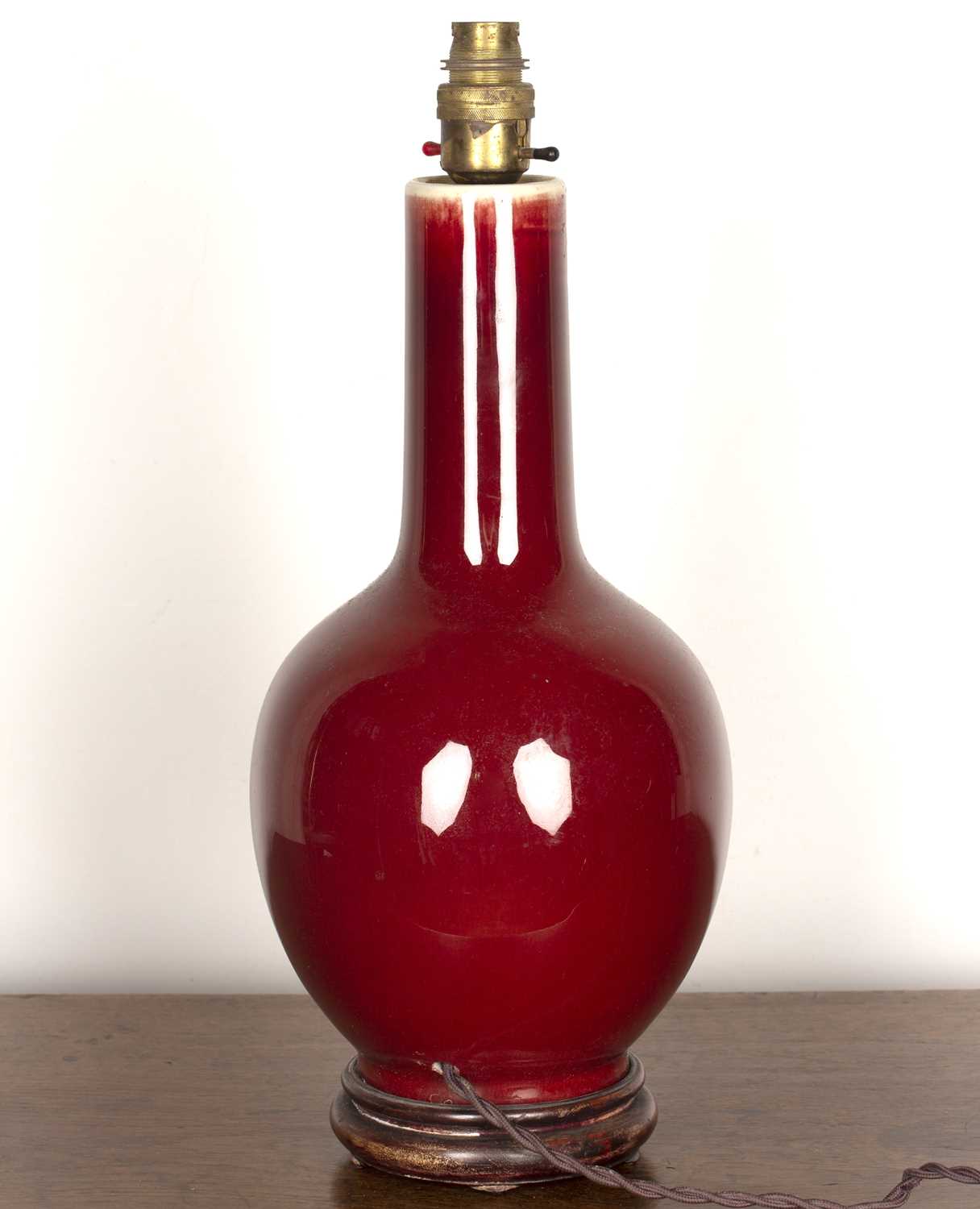 Sang de boeuf bottle vase Chinese, 18th/19th Century converted to a table lamp, and with a - Image 2 of 4