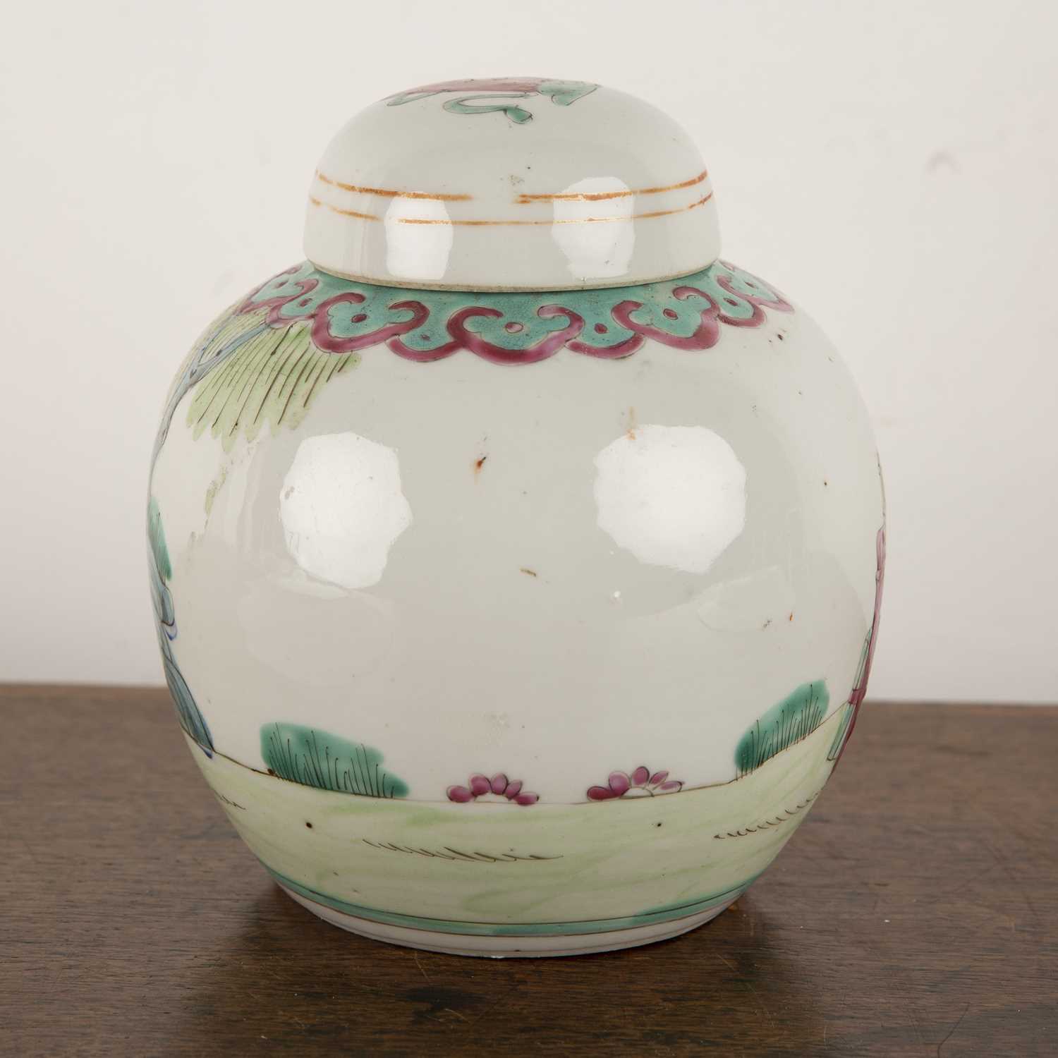 Group of pieces Chinese to include a small enamelled porcelain jar and cover, 13.5cm, two famille - Image 2 of 7