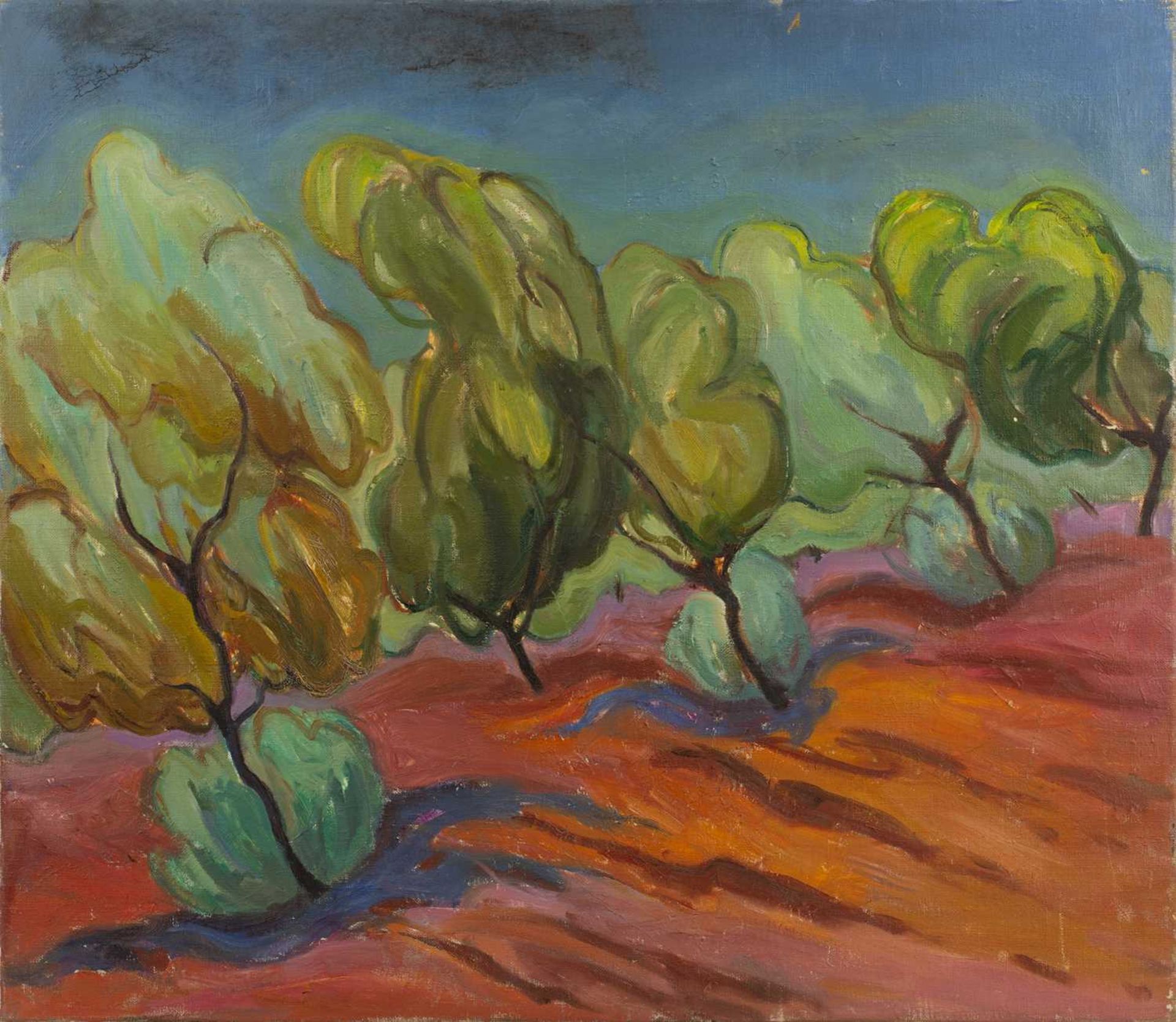 Harry Barr (1896-1987) Tree breezes, oil on canvas,61 x 76cm