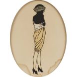 English school (early 20th century) Full length portrait of a lady in Art Deco dress, indistinctly