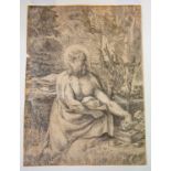 Annibale Carracci St Jerome in the Wilderness, (B14), etching, State II, 24.5 x 17cm, collector's