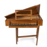 A walnut cased spinet by Donald Gill 1976 on square section stand, 100cm wide Prov: Mallams sale