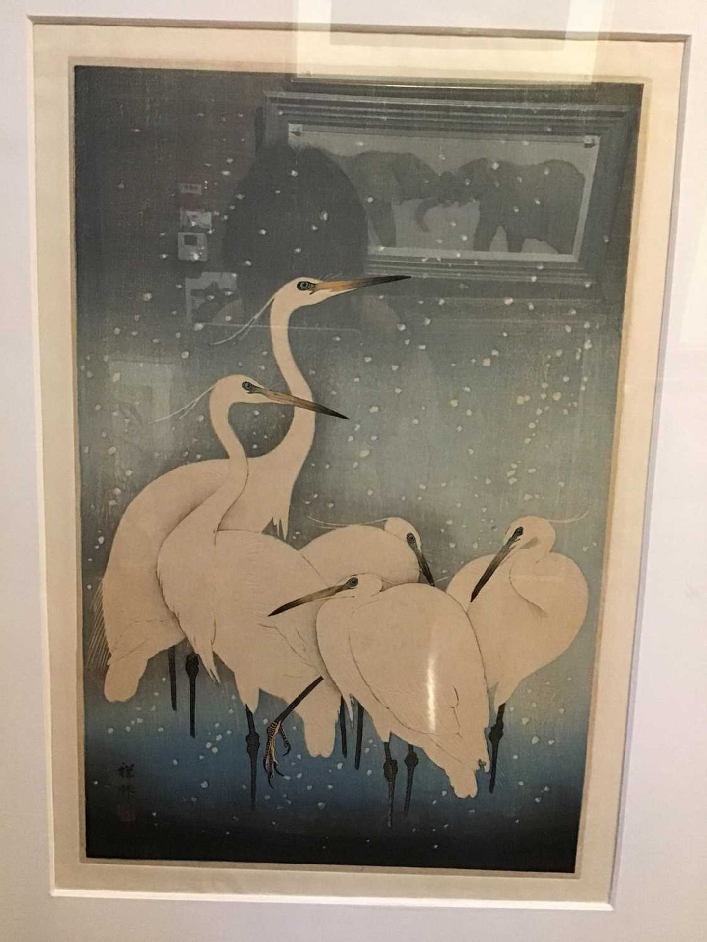 Ohara Koson (1877-1945) Egrets, woodblock, signed with seal, 36.5 x 24cm Good condition, minor - Image 5 of 10
