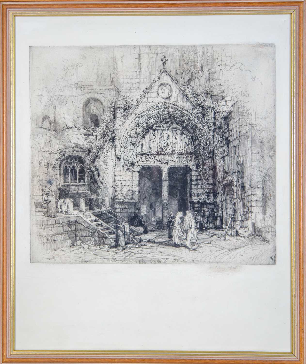 E Hedley Fitton (1859-1929) Church of The Three Kings, St Emilion, Guyenne, etching, faintly - Image 3 of 3