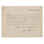 Jean-Leon Gerome A small signed letter addressed 65 Bvart de Clichy, 10 x 26cm From the estate of