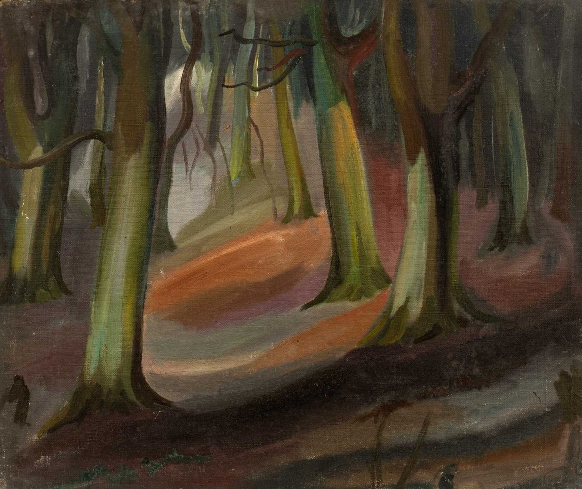 Harry Barr (1896-1987) Hillside with trees, oil on canvas, 66 x 56cm, and two further woodland - Bild 2 aus 6
