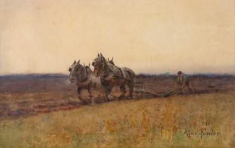 Alice Fowler (20th century) Ploughing the field, signed, watercolour, 19.5 x 31cm; and Follower of