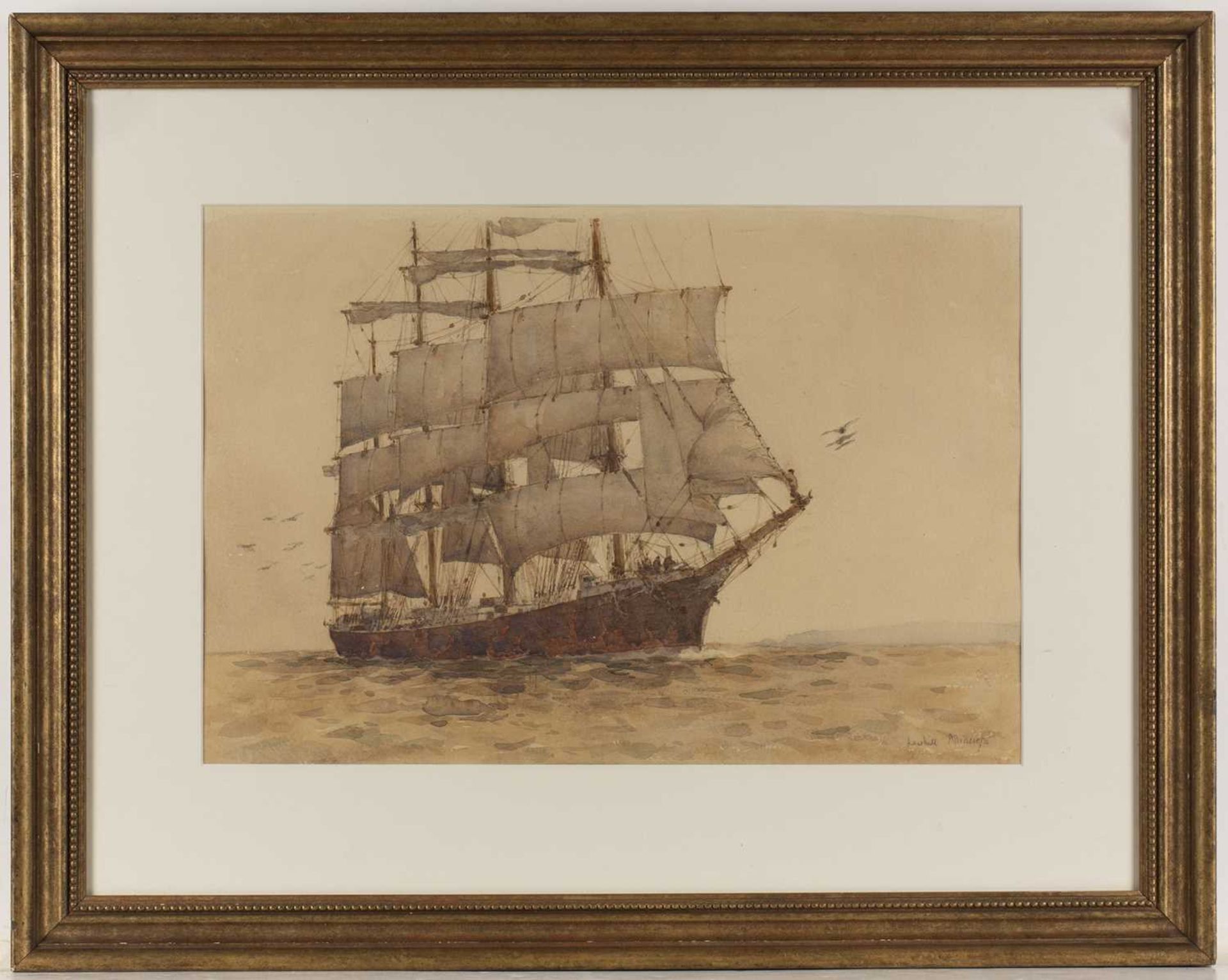 Arthur John Trevor Briscoe (1873-1943) The Four Masted Clipper 'Larhill' in full sail, signed and - Bild 2 aus 3