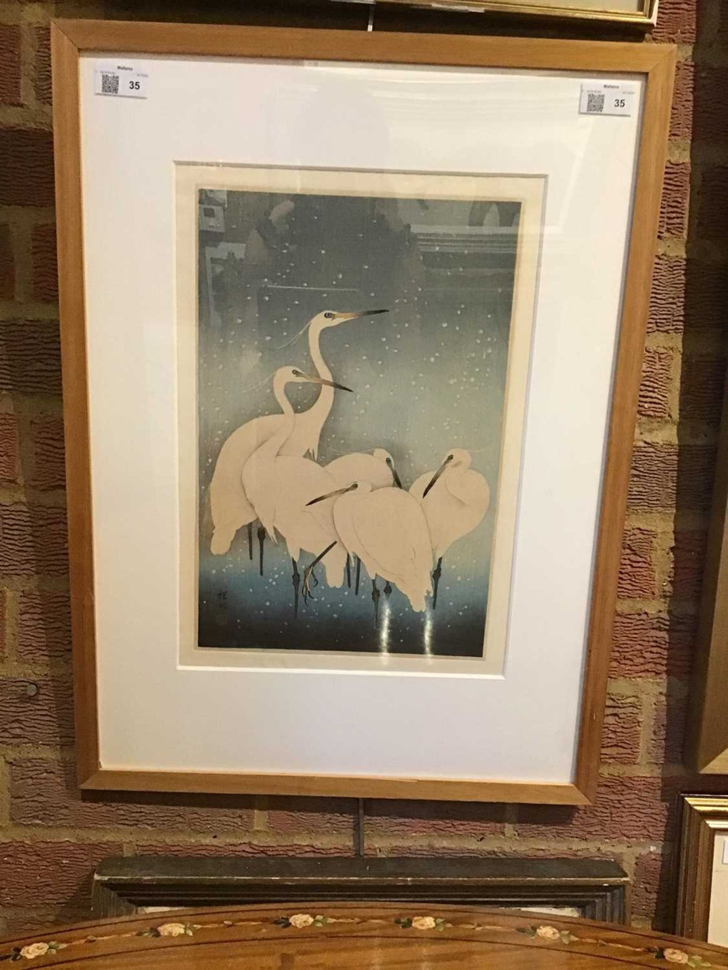 Ohara Koson (1877-1945) Egrets, woodblock, signed with seal, 36.5 x 24cm Good condition, minor - Image 4 of 10