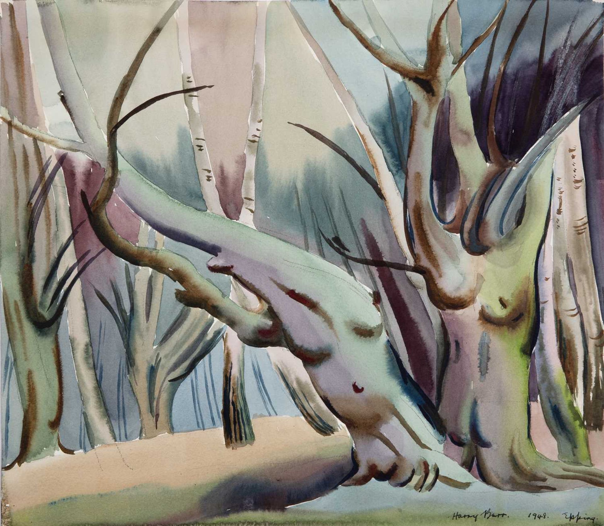 Harry Barr (1896-1987) ‘Epping’, an anthropomorphic woodland study, signed, inscribed and dated