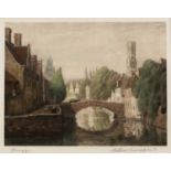 Bruno Bielefeld (1879-1973) 'Bruges', mezzotint in colours, pencil signed in the margin and
