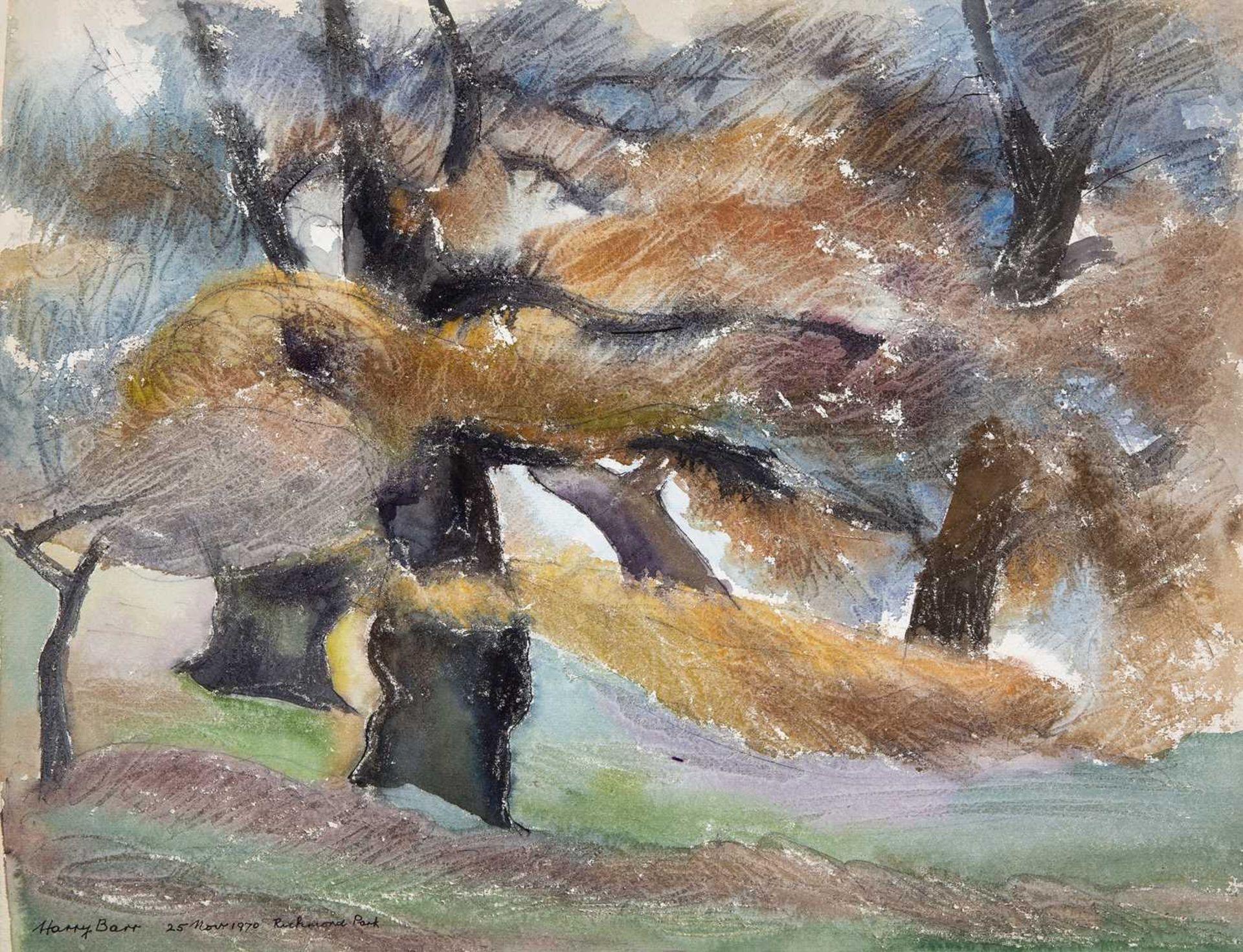 Harry Barr (1896-1987) ‘Richmond Park’, signed, inscribed and dated 25 Nov. 1970, pencil and
