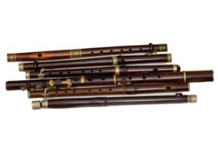 Six late 19th and early 20th century flutes to include one by D'Alimine and one by W. Hampton (6)