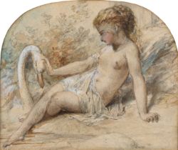 Attributed to William Edward Frost (1810-1877) Leda and the Swan, pencil and watercolour