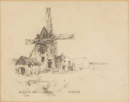 David Gauld (1867-1936) 'Moulin a Vent - Noyelles', signed, inscribed with title, pencil, 19 x 24cm
