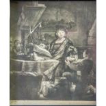 After Rembrandt Jan Uytenbogaert the Goldweigher, monochrome print, 23 x 19cm; and five further to