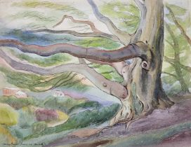 Harry Barr (1896-1987) ‘Box Hill’, signed, dated June 2-69 and inscribed, ink and watercolour with